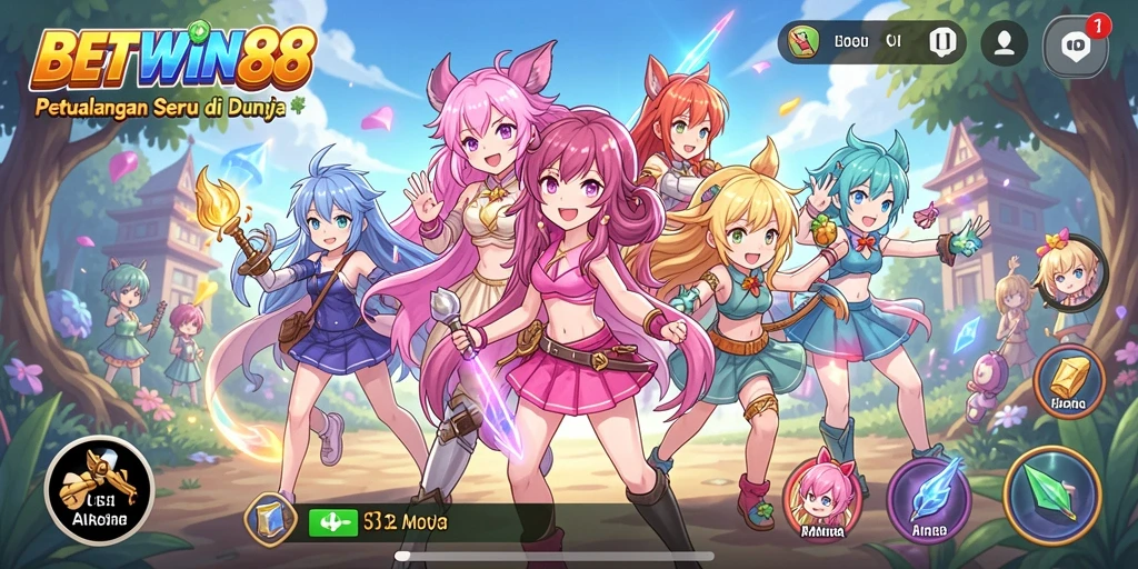 Tampilan gameplay menarik dari BETWIN88 dengan karakter Anime.