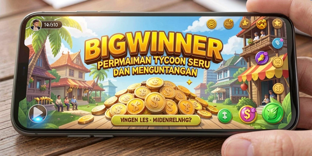 Tangkapan layar gameplay BIGWINNER menampilkan pengelolaan bisnis yang mengasyikkan.