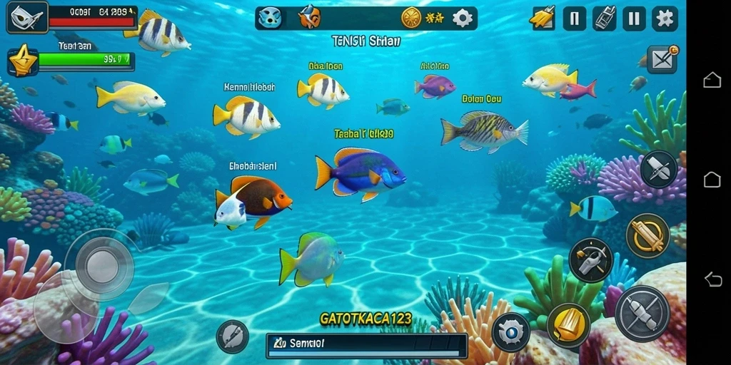Tampilan menarik dari gameplay GATOTKACA123 dengan aksi menembak ikan.