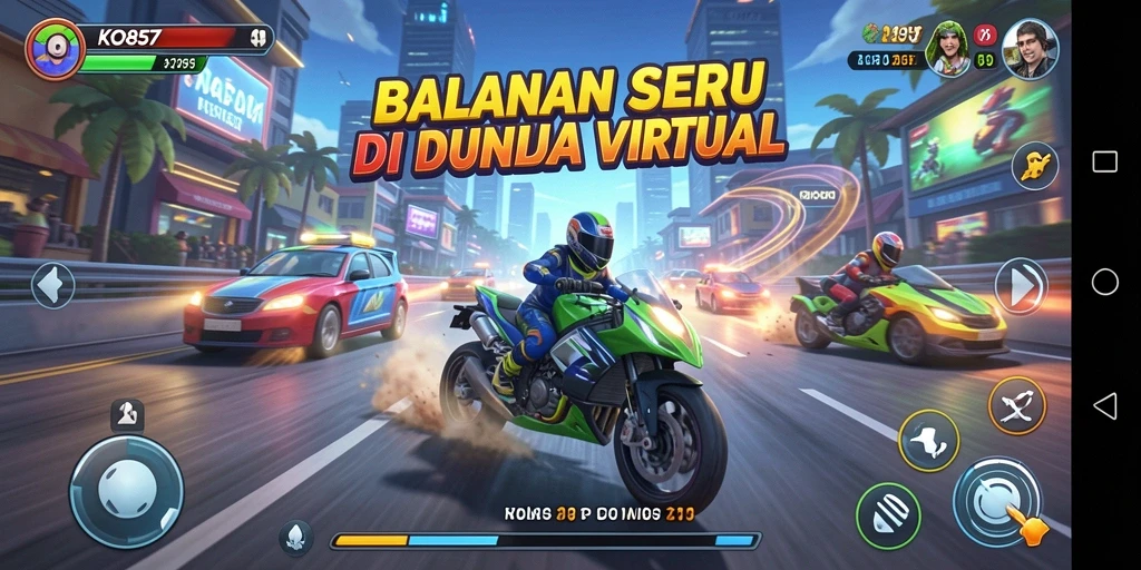 Screenshot gameplay KO857 menunjukkan mobil balap di trek yang menantang.