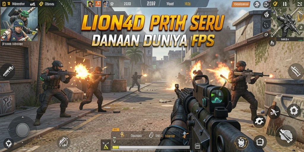 Tampilan gameplay LION4D dengan aksi menegangkan di medan tempur FPS.