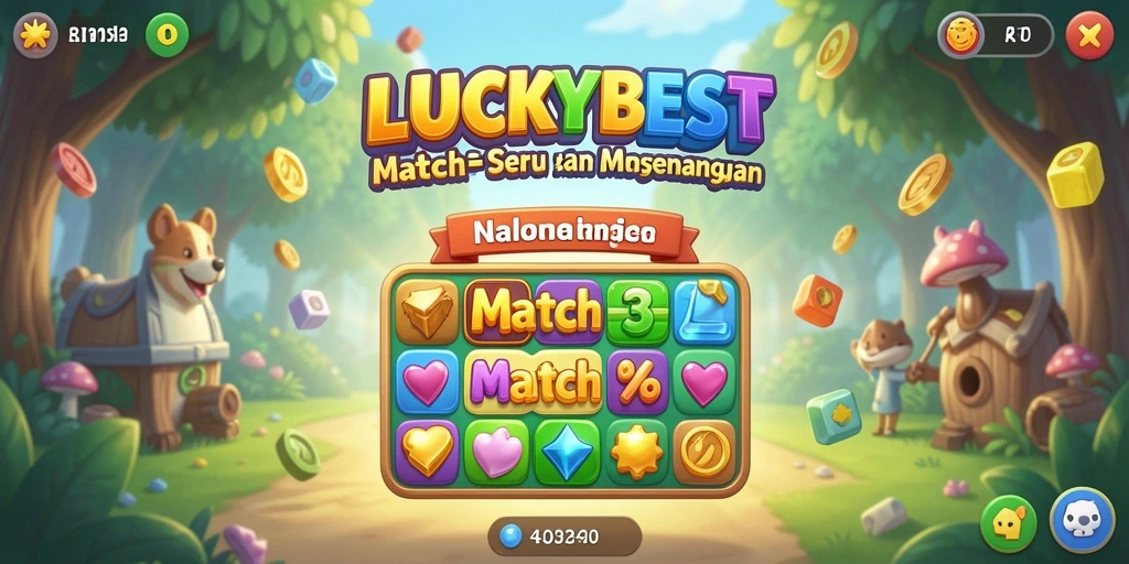 Tampilan gameplay Match-3 yang seru dan penuh warna.
