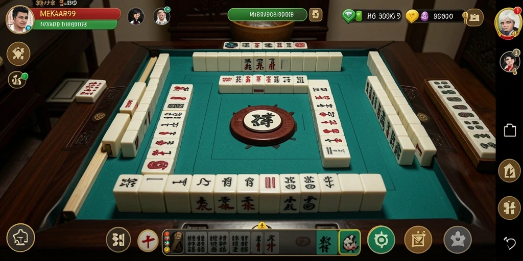 Gameplay MEKAR99 menampilkan pengalaman Mahjong yang mengasyikkan dan interaktif.